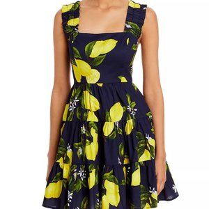 NWT AQUA Lemon Print Mini Dress - size S, perfect for summer and travel!